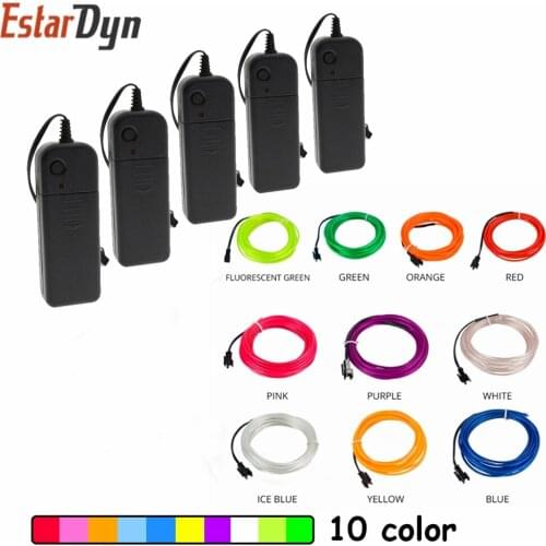 2M/10M Waterproof LED Strip Light Neon Light Glow EL Wire Rope Tube Cable+Battery Controller For Car Decoration Party
