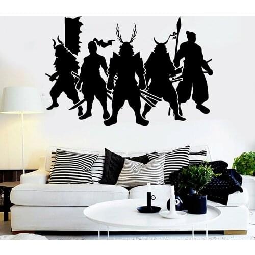 Japanese Bushido Vinyl Wall Decal Samurai Warriors Japan Art Japanese Stickers Boys Bedroom Wall Sticker M261