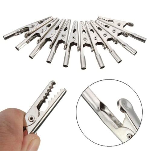 10pcs/20pcs Single HandleAlligator clipwith teeth Nickelplating 50MM Iron Clamp For Testing Electric Probe Meter Crocodile Clip