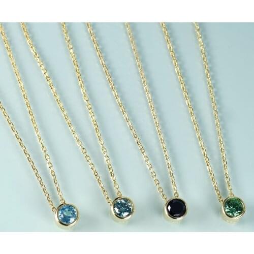 GEMS BEAUTY 14K Gold Filling Sterling Silver Fashion Jewelry Necklace 2021 Style For Women Round Birthstone Pendant Necklace