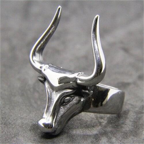 1pc New Design Cool Bull Head Ring 316L Stainless Steel Jewelry Hiphot Style Animal Ring