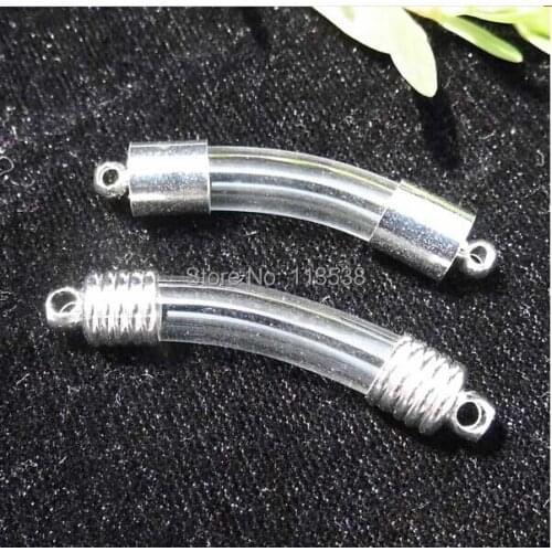 100p glass vials 200p cap Bending Tube Vial Pendants for Bracelet Pendants fairy Bottle vials Miniature Wishing Bottle no chain