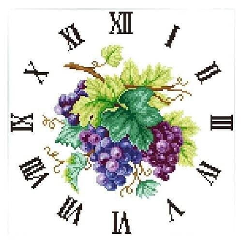 11CT counted Cross Stitch with Clock Kits 45*45cm Grape CS-017CLO