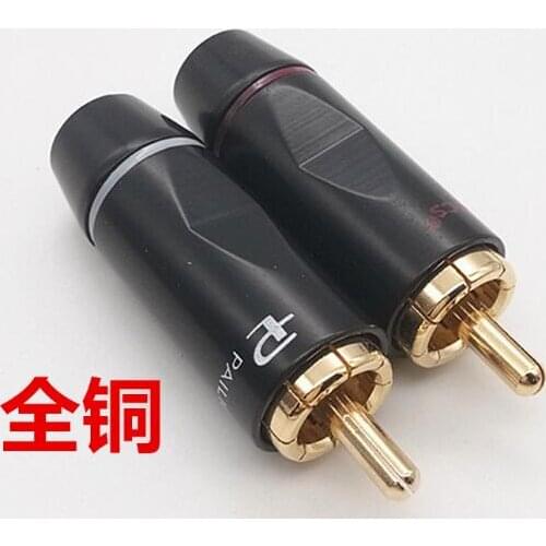 2pcs/lot All copper plated welded RCA plug lotus plug signal cable plug connector