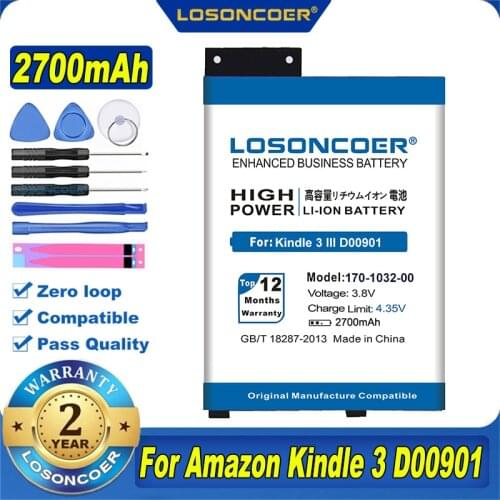 2250mAh For Amazon Kindle 3 III Keyboard eReader D00901 Graphite 170-1032-00 170-1032-01 Battery S11GTSF01A GP-S10-346392-0100