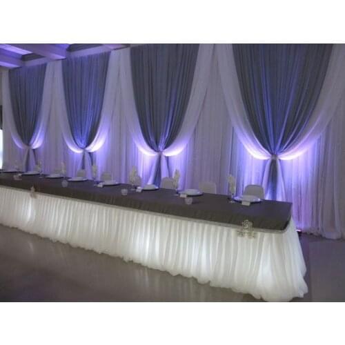 3M x 6M ice Silk Wedding Backdrop with royal blue swags stage drapes wedding Decoration