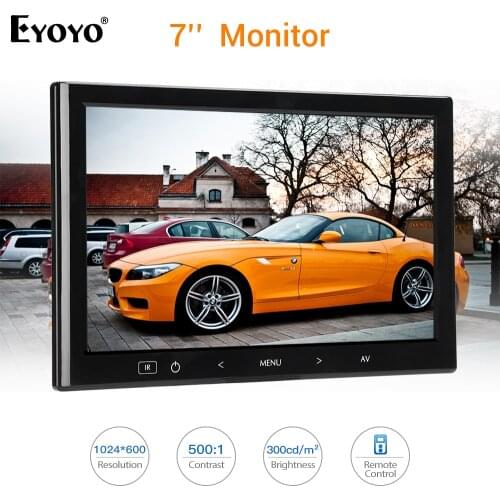 Eyoyo EM07L 7 Inch LCD Screen Computer TV Monitor Screen 1024X600 HDMI VGA AV Specker For PC laptop Car Office Home Security 12V