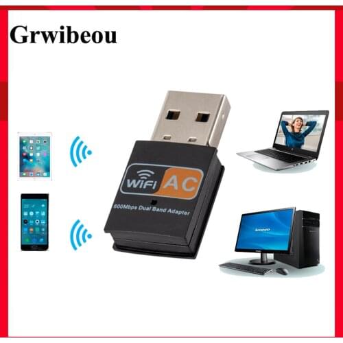 Grwibeou Wireless 2.4G 5G Usb Wifi Receiver Adapter Dual Band 600mbps HZ Pc Adapter 802.11ac Wifi Transmiter Support Windows Mac
