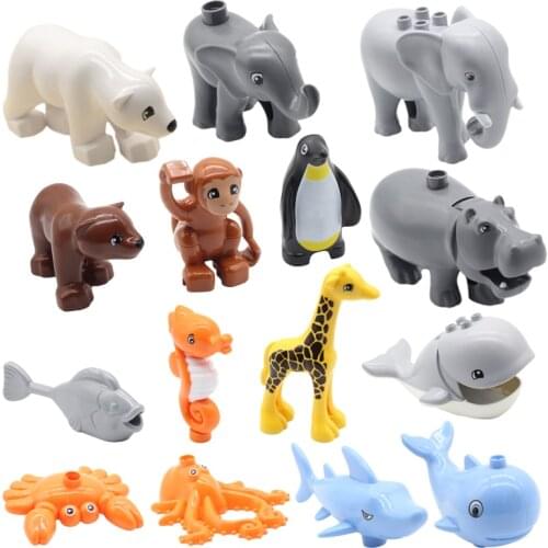 Ocean animals set big building blocks Bricks accessories compatible Duplos octopus Giraffe whale fish children Education Toys