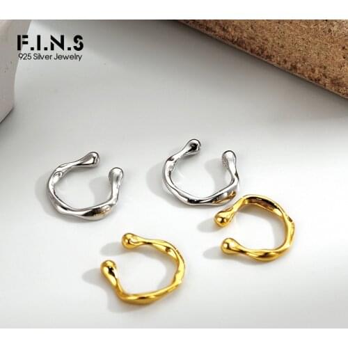 F.I.N.S 1PC Minimalist Fine Ear Clip No Pierced S925 Sterling Silver Irregular Stackable Ear Bone Buckle Cartilage Silver 925