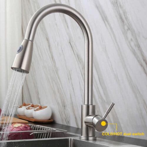 G3/8 Kitchen Mixer Tap Dual Water Outlet Pull Out Sprayer Telescopic Sink Faucet Water Mixer Tap