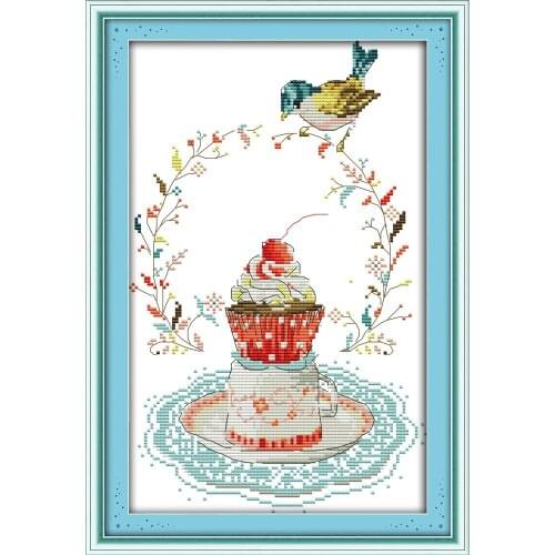 Joy Sunday The Pastry And Bird Chinese Cross Stitch Kits Ecological Cotton Clear Stamped Printed 14 11CT DIY Wedding Decoration