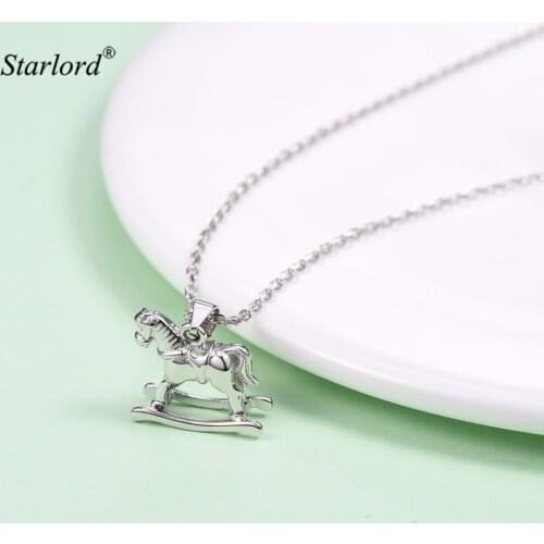 Carousel Horse Necklace 925 Sterling Silver Women/Girls Jewelry Merry Go Round Horse Charm Necklace Gift For Her P6227B