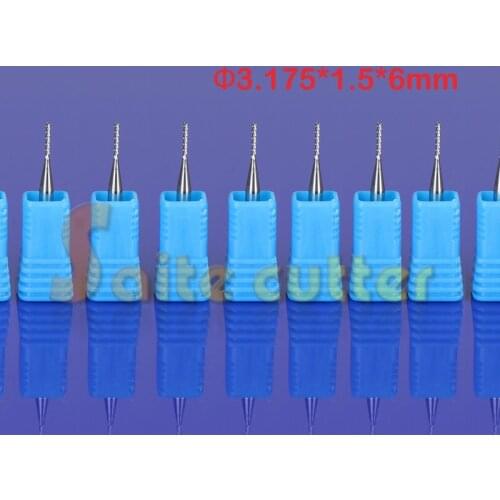 Free shipping 10pcs Carbide 3.175*1.5mm*6mm End Mill Engraving Bits CNC Rotary Burrs Set corn milling cutter PCB router bits
