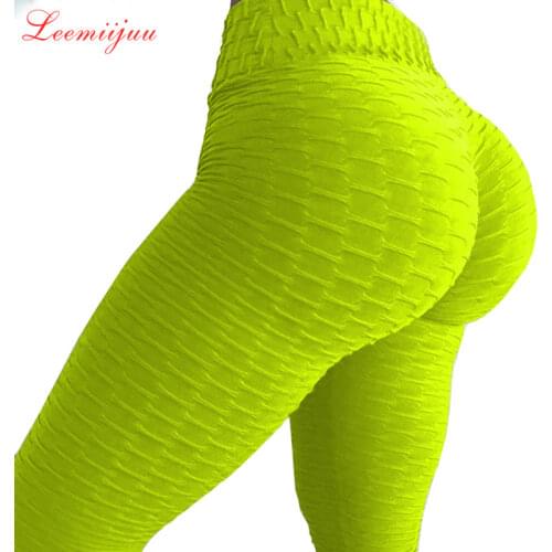 LEEMIIJUU Sport Leggings Women Gym High Waist Push Up Yoga Pants Jacquard Fitness Legging Running Trousers Woman Tight Sport Pan