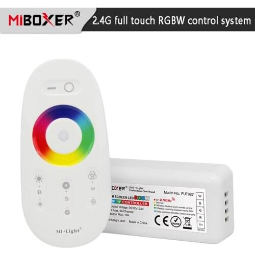 Miboxer FUT027 2.4GHz Touch RGBW LED Strip Controller DC12-24A 18A RF Remote Control for LED Strip/Bulb/Downlight Wireless