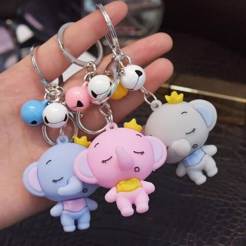Fashion Creative Cartoon Baby Elephant Doll Keychain Cute For Women Students Bag Car Key Pendant Fun Friend Couple Gift