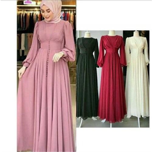 Muslim Hijab Dress 2020 Women Chiffon Eid Mubarak Party Evening Long Dress Arabic Dubai Turkish Islamic Clothing Francais