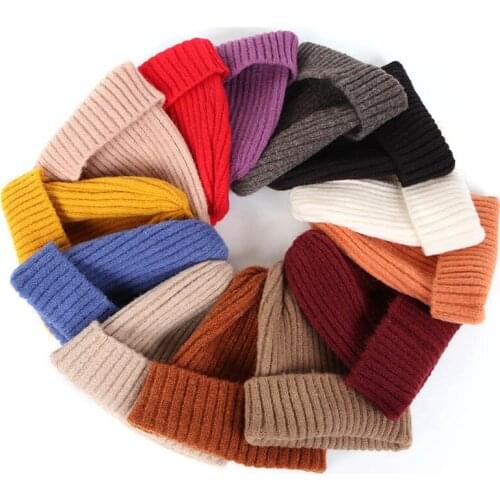 Unisex Cashmere Knitted Hat Women Men Winter Warm Skullcap Casual Short Thread Beanie Wool Knit Beanie Hat Cuff Beanie Watch Cap