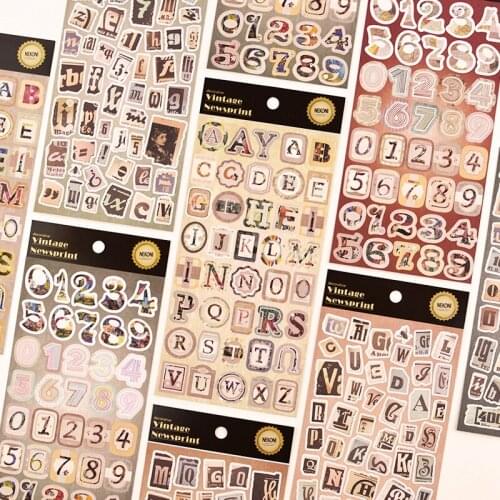Cursive numbers letters cutting dies stickers scrapbooking cards notebook home decorative vintage paper sticker sheet