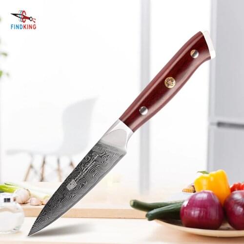 FINDKING AUS-10 Damascus Steel Rosewood Handle Damascus Knife 3.5 inch Paring Knife 67 layers Fruit Peeling Knives