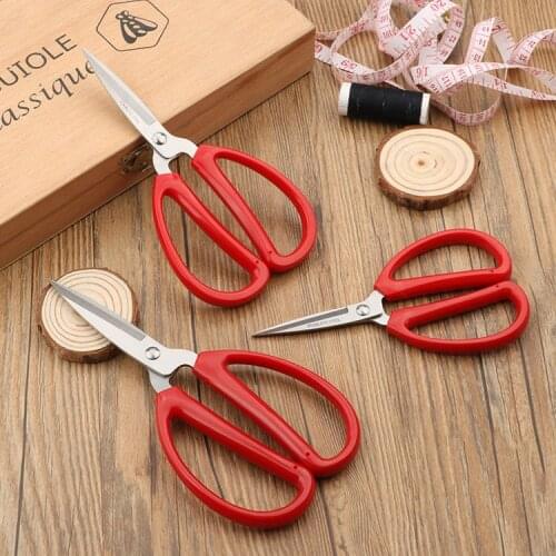 ZOTOONE Stainless Steel Office Household Scissors Red Plastic Handle Cut Cloth Gift S/M/L Size Sewing Tools Tailor Scissors G