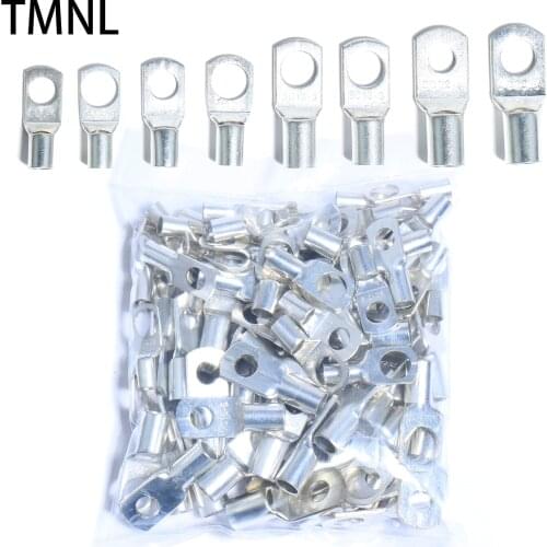 90PCS Tinned Copper Lug Crimp SC Terminals Battery Wire Welding Cable Connectors Mix Crimped Insulated Electrical Cold pressing