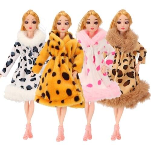 30cm Doll Clothes Girls Dolls Princess Dress Cloth Simulation Fur Coat Single Clothes Soft Plush Clothing Toys Dolls Accessories