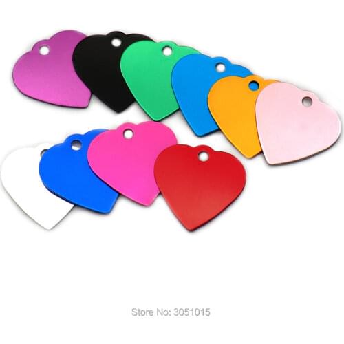 Wholesale 100Pcs Dog ID Tag Pet Name Engraving Tag Pendant plate name pendant Herat Necklace Collar Puppy Cat Collar Accessory