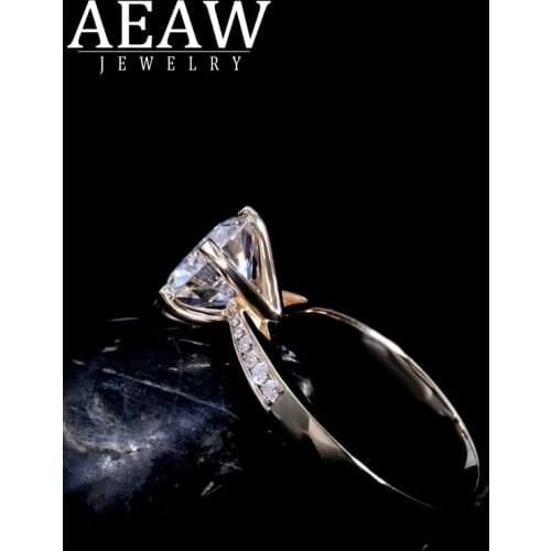 AEAW 1.0ct 2.0ct 3.0ct 4.0ct Round Cut 14k White Gold Yellow Gold Moissanite Ring Original Dazzling Jewelry For Girl For Women