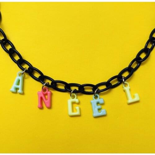 Lettered Necklace Net Red Celebrity Inspired Disco Girl Cool Earth Colored Letter Resin Pendant Necklace