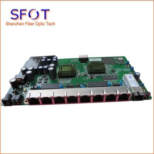 PCB board PD with 8 ethernet ports, reverse POE optical network EPON ONU, 8 ports PCB card