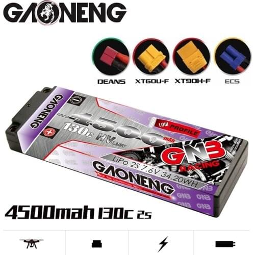 Rechargeable battery GNB 7.6V 4500mAh 130C For RC Car Racing Spare Parts With Shell Upgrade LiHV 2S Battery for RC Car Boats