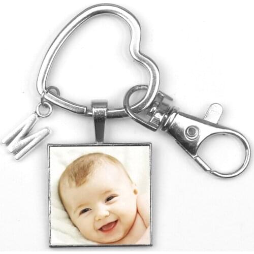 Personalizeds pendant Photo Lobster buckle Baby Child Family Portrait Keychain Mom Brother Heart shaped letter Private Custom
