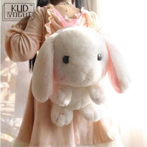 Girl Cute Cartoon Bunny Plush Backpack Japanese Lop Eared Rabbit Messenger Bag Soft Rabbit Bag Plush Doll For Gils Birthday Gift