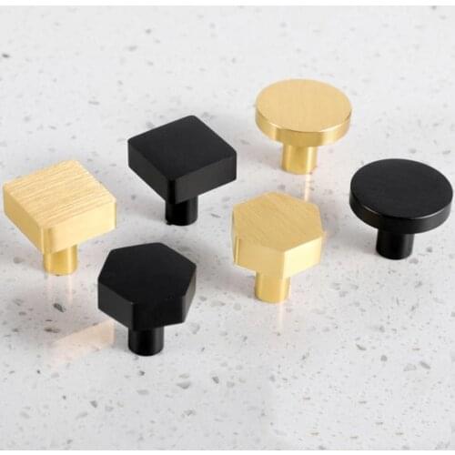 LCH Modern Style Aluminium Alloy Cabinet Handle Round Matte Black Brushed Gold Knob Cupboard Drawer Pull