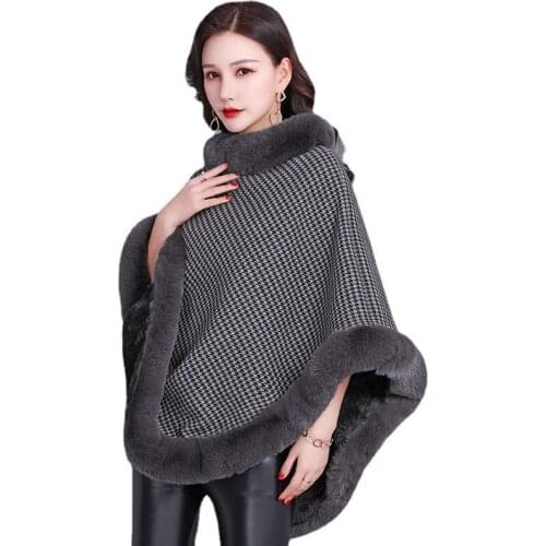 New imitation fur European and American brown lady coat shawl scarf imitation rabbit fur long sleeveless thousand bird
