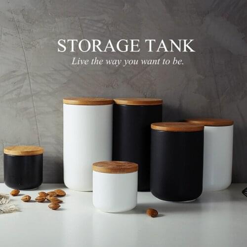 Nordic ceramic sealed jar kitchen miscellaneous grain storage jar food storage jar candy jar coffee tea jar sealed box