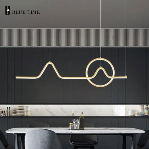 Modern Led Pendant Light for Dining room Kitchen Livingroom Hanging Lamp Gold Aluminum alloy Chandelier Pendant Lamp 110V 220V