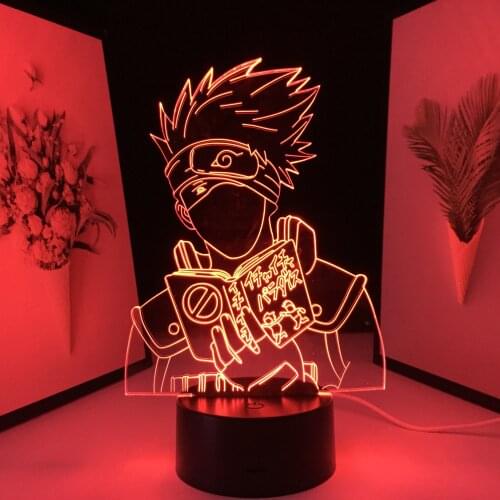 Home Decoration Lamp Childrens Gifts Cartoon Characters Cool Black Hair Mask USB Link Charging Neon Atmosphere Lamp 7 Colors