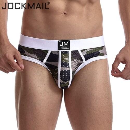 JOCKMAIL Sexy Men Underwear Men Briefs Mesh Underpants Jockstrap Gay Mens briefs Cuecas Men Brief Bikini Man Srting Man