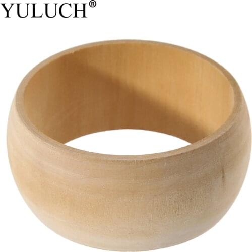 YULUCH Fashion Round Natural Wooden Simple Bangles Wood Bracelet Jewelry Large Bangles Wood Bracelets