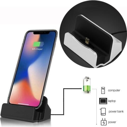2-in-1 USB Cable Data Phone Charger Dock Stand Station Charging For IPhone X XS Max XR 6 6S 7 8 Plus 5 SE Docking Desktop Cradle