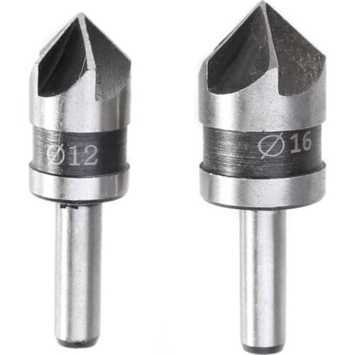 1/2-5/8 Round Shank Woodworking Five Flutes Countersink Drill Bit 2 PCS/ Set Five-edged Chamferer With Round Handle For Woodwork