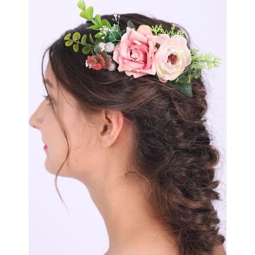 Artsy Hair Comb Wedding Bridal Hair Accessories Rose and Leaves Headpiece Beautiful Flower for women Charm