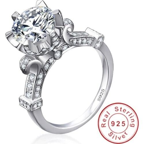 Vecalon Female Crown Promise Ring 925 sterling silver Bijou 3ct AAAAA Cz Engagement Wedding band rings for women Bridal Jewelry