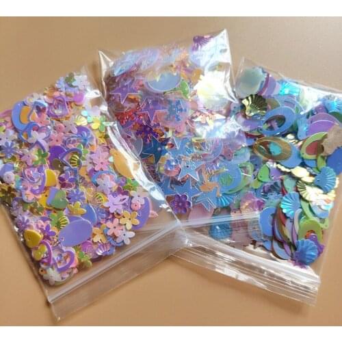 10/20g Mixed Color Bulk Large Sequins Love Five-pointed Star Crystal Glitter Sparkling Crafts Decoration DIY Accessories 4/15mm