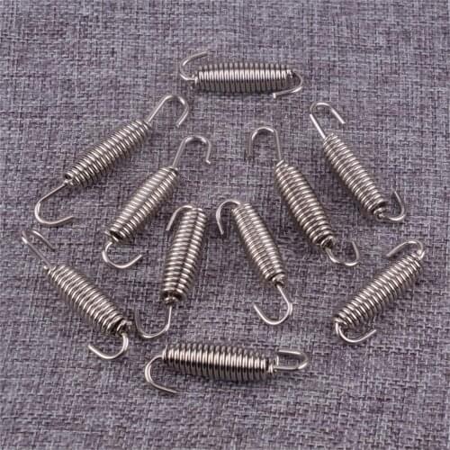 10pcs 68mm Silver Motorcycle ATV Stainless Steel Muffler Exhaust Pipe Tube Swivel Spring Accessories