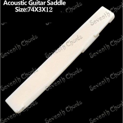2 Pcs Bone Bridge Saddle For Acoustic Guitar Replacement Parts - 74 x 3 x 12mm - (Length 74mm)