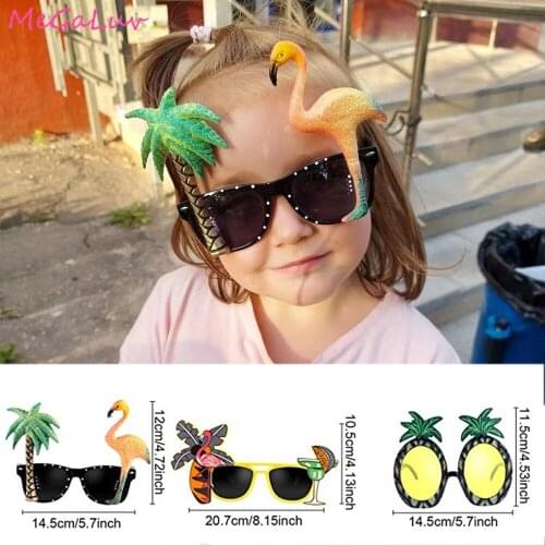 2 pcs/set Beautiful Flamingo Turtle Leaves Photo Booth Frame Pineapple Sunglasses Hawaiian Summer Tropical Party Supplies